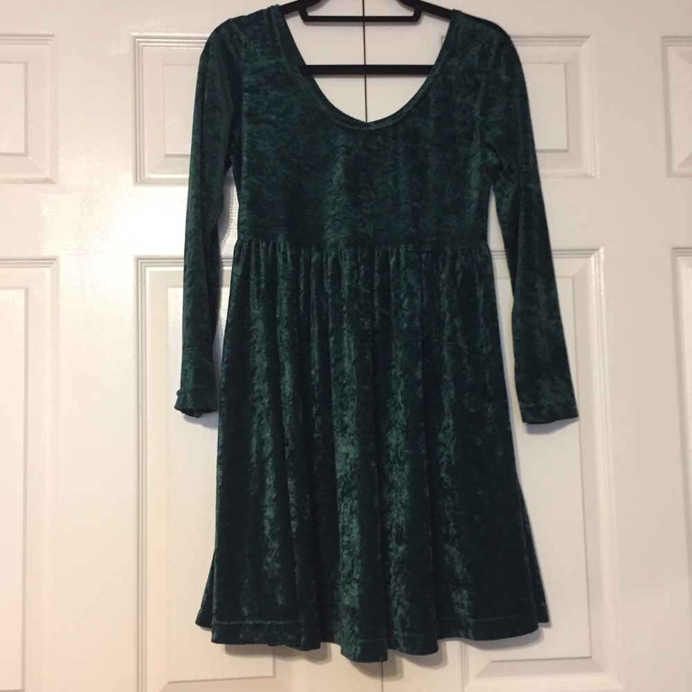 Vintage Green Velvet Babydoll Dress